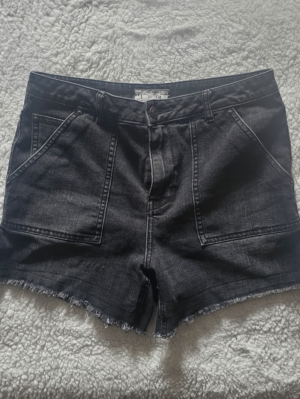 Women’s Free People Black Denim Shorts with Front Patch Pockets